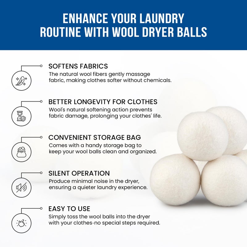 Ezhippie Quality Wool Dryer Balls - 4 XL Pack - 1000+ Loads - Pure Organic Wool - Reusable Natural Fabric Softener Perfect with Essential Oils, Reduce Clothing Static and Wrinkles - Image 4